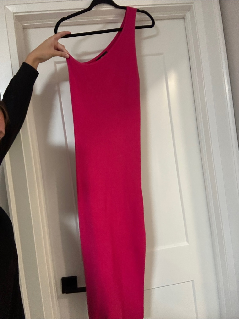 Mango One-Shoulder Fuchsia Bodycon Dress